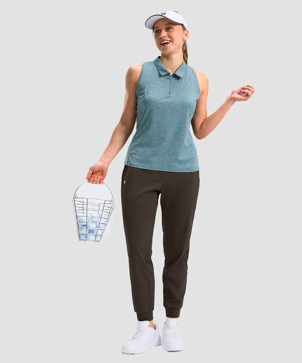 women's drawstring mid waist joggers in brown - matching outfits view