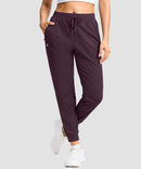women's drawstring mid waist joggers in date red - front view