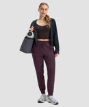 women's drawstring mid waist joggers in date red - matching outfits view