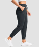 women's drawstring mid waist joggers in gray - pocket detail