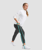 women's drawstring mid waist joggers in heather charcoal - matching outfits view