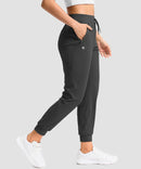 women's drawstring mid waist joggers in heather charcoal - side view
