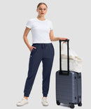 women's drawstring mid waist joggers in navy - matching outfits view