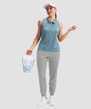 women's drawstring mid waist joggers in silver - matching outfits view