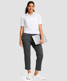 women's drawstring with pockets ankle pants in dark gray - matching outfits view