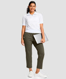 women's drawstring with pockets ankle pants in dark olive - matching outfits view