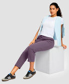 women's drawstring with pockets ankle pants in dusty purple - matching outfits view