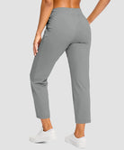women's drawstring with pockets ankle pants in halo gray - back view