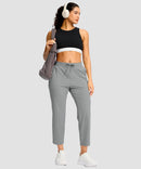 women's drawstring with pockets ankle pants in halo gray - matching outfits view