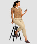 women's drawstring with pockets ankle pants in light khaki - matching outfits view