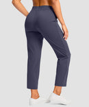 women's drawstring with pockets ankle pants in navy - back view