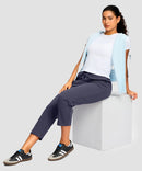 women's drawstring with pockets ankle pants in navy - matching outfits view