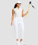 women's drawstring with pockets ankle pants in white - matching outfits view