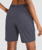 women's drawstring with pockets shorts 7'' in dark grey - back view