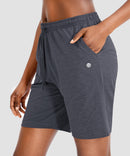 women's drawstring with pockets shorts 7'' in dark grey - pocket details view