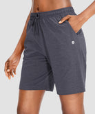 women's drawstring with pockets shorts 7'' in dark grey - side view