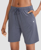 women's drawstring with pockets shorts 7'' in dusty blue - side view