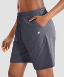 women's drawstring with pockets shorts 9'' in dark grey - pocket details view