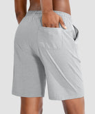 women's drawstring with pockets shorts 9'' in light grey - back view