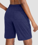 women's drawstring with pockets shorts 9'' in navy - back view
