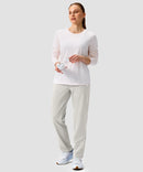 women's elastic waist 2 zip pockets track pants in bright gray - matching outfits view
