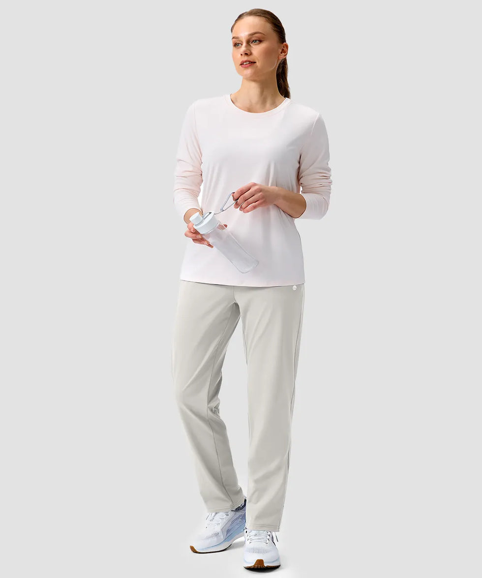 women's elastic waist 2 zip pockets track pants in bright gray - matching outfits view