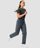 women's elastic waist 2 zip pockets track pants in dark gray - matching outfits view