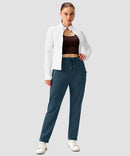 women's elastic waist 2 zip pockets track pants in heather blue - matching outfits view