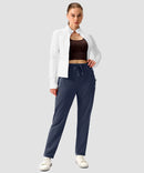 women's elastic waist 2 zip pockets track pants in navy - matching outfits view