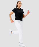 women's elastic waist 2 zip pockets track pants in white - matching outfits view