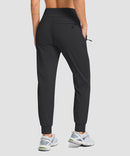 women's fleece-lined four-zip-pocket outdoor pants in black - back view