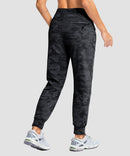 women's fleece-lined four-zip-pocket outdoor pants in gray camo - side view