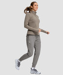 women's fleece-lined four-zip-pocket outdoor pants in light gray - side view
