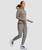 women's fleece-lined four-zip-pocket outdoor pants in light gray - side view