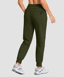 women's fleece-lined four-zip-pocket outdoor pants in olive green - back view