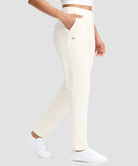 women's fleece-lined golf pants 27''/29'' in beige - side view
