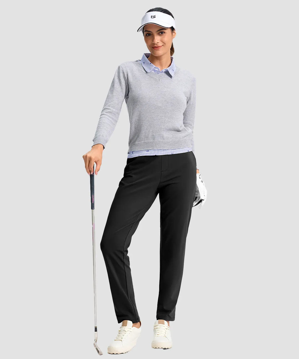 women's fleece-lined golf pants 27''/29'' in black - matching outfits view