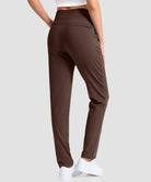 women's fleece-lined golf pants 27''/29'' in brown - back view