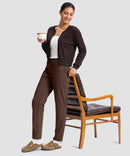 women's fleece-lined golf pants 27''/29'' in brown - matching outfits view