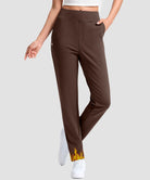 women's fleece-lined golf pants 27''/29'' in brown - pocket detail