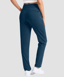 women's fleece-lined golf pants 27''/29'' in dark blue - back view
