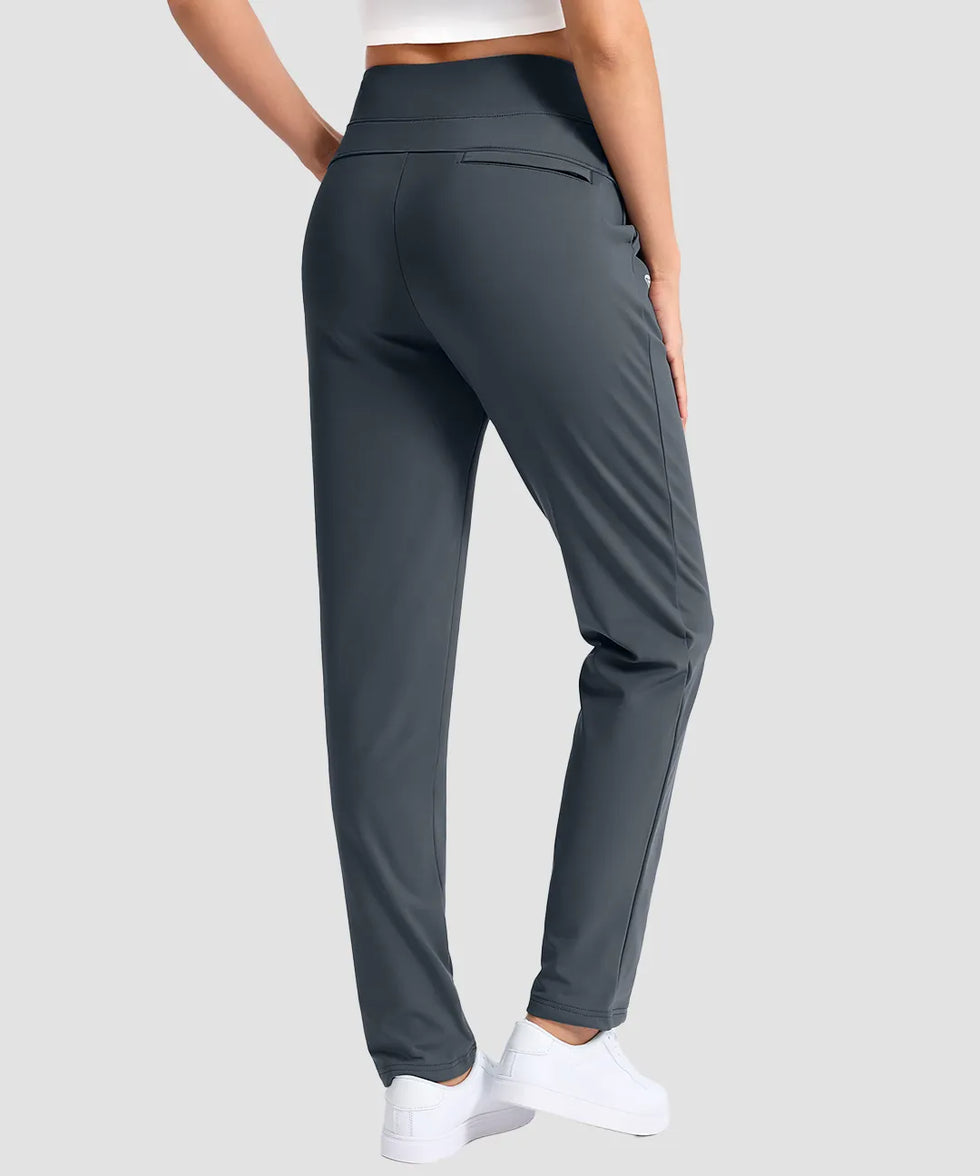 women's fleece-lined golf pants 27''/29'' in dark gray - back view