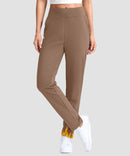 women's fleece-lined golf pants 27''/29'' in dark khaki - front view