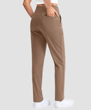 women's fleece-lined golf pants 27''/29'' in dark khaki - pocket detail
