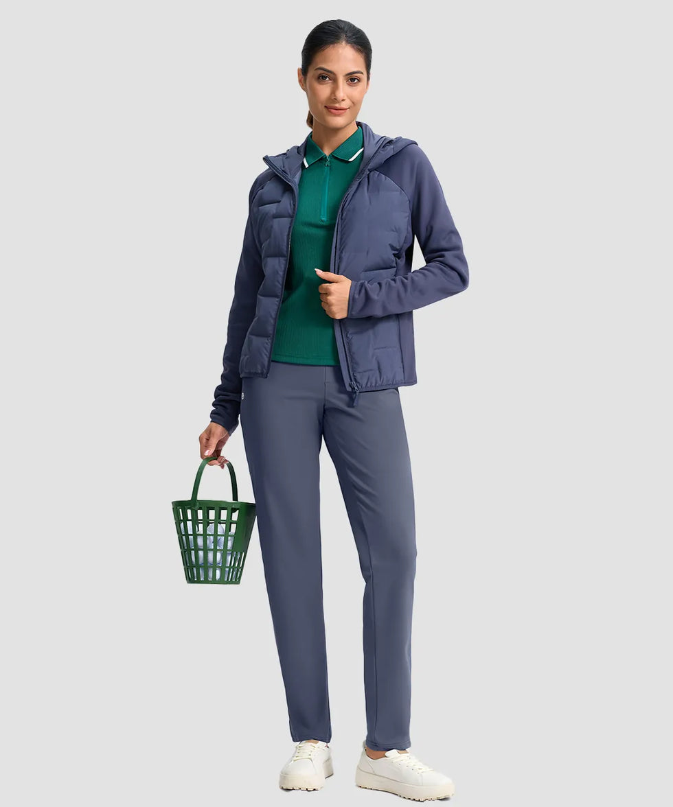 women's fleece-lined golf pants 27''/29'' in dusty blue - matching outfits view