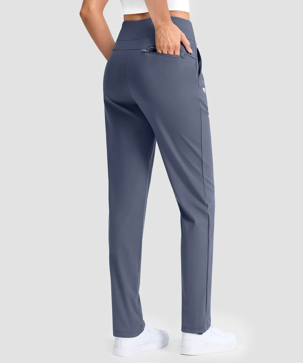 women's fleece-lined golf pants 27''/29'' in dusty blue - pocket detail
