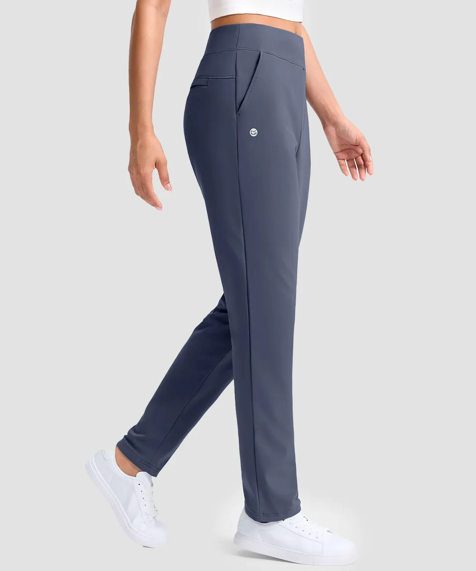 women's fleece-lined golf pants 27''/29'' in dusty blue - side view