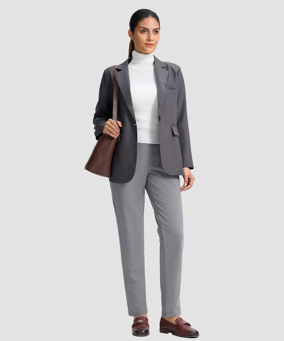 women's fleece-lined golf pants 27''/29'' in light gray - matching outfits view
