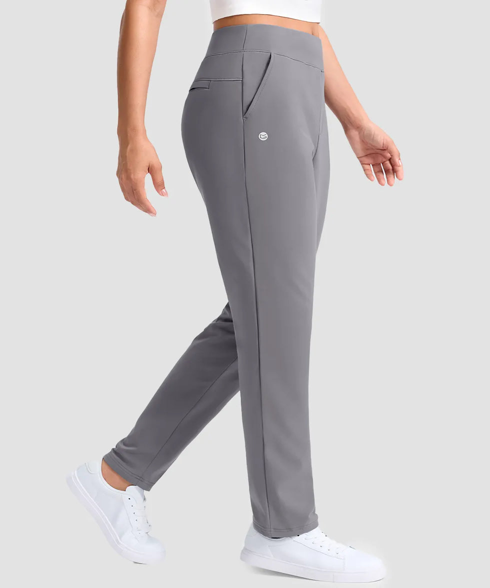 women's fleece-lined golf pants 27''/29'' in light gray - side view