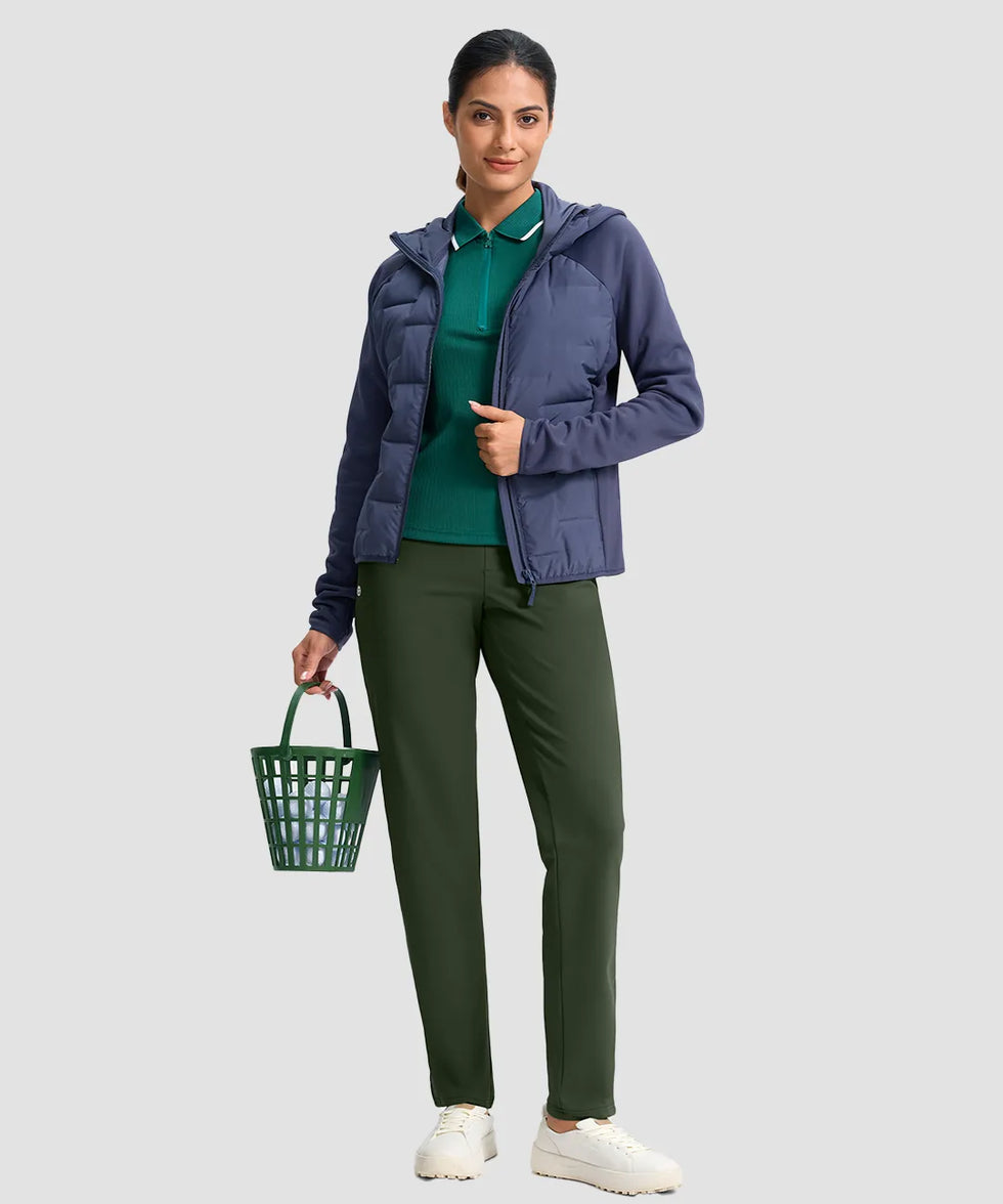 women's fleece-lined golf pants 27''/29'' in olive green - matching outfits view